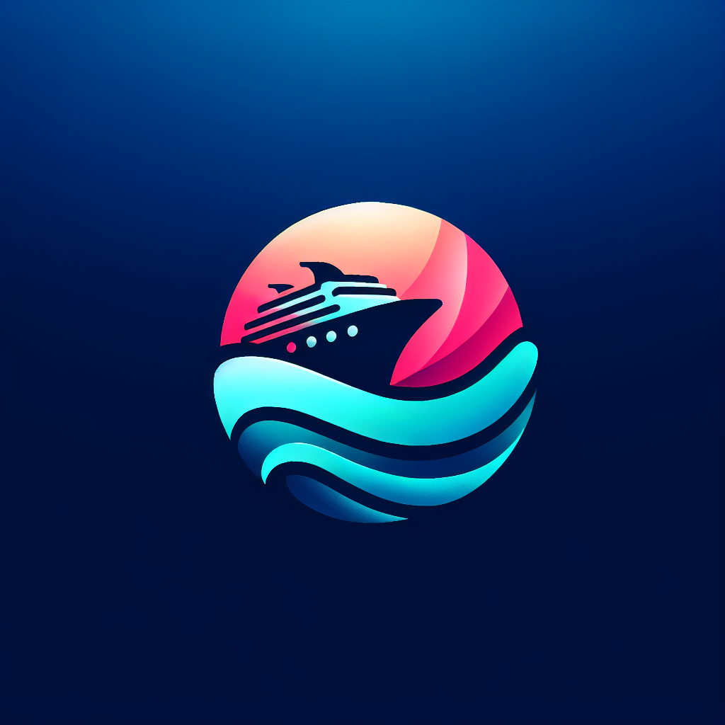 A logo for a travel site dedicated to cruise enthusiasts, capturing the excitement and beauty of unforgettable vacations at sea in a sleek and captivating design that reflects a passion for travel and adventure.